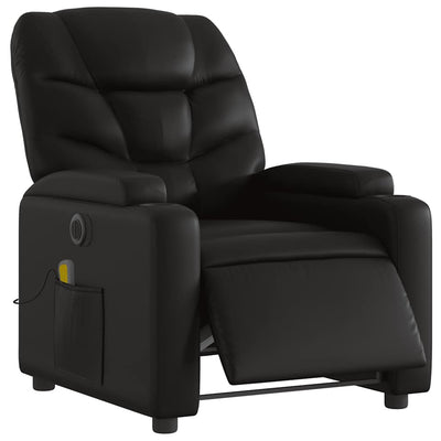 Electric Massage Recliner Chair Black Faux Leather