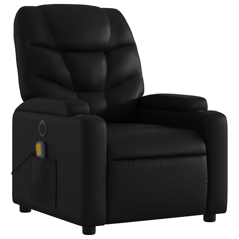 Electric Massage Recliner Chair Black Faux Leather