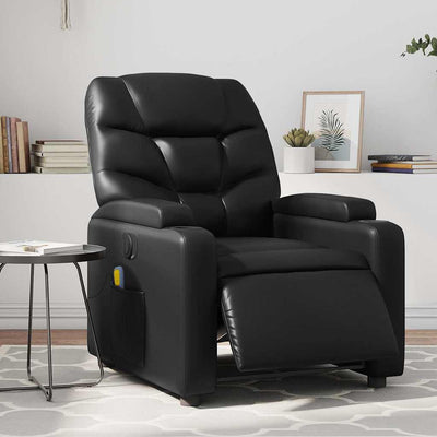 Electric Massage Recliner Chair Black Faux Leather