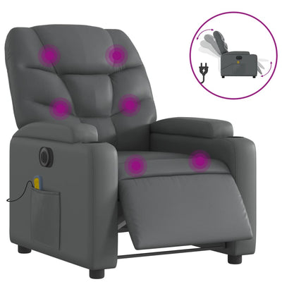 Electric Massage Recliner Chair Grey Faux Leather