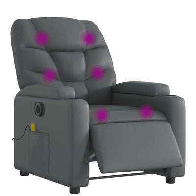 Electric Massage Recliner Chair Grey Faux Leather