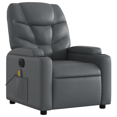 Electric Massage Recliner Chair Grey Faux Leather