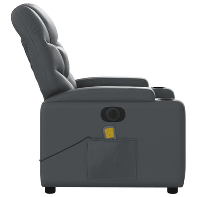 Electric Massage Recliner Chair Grey Faux Leather