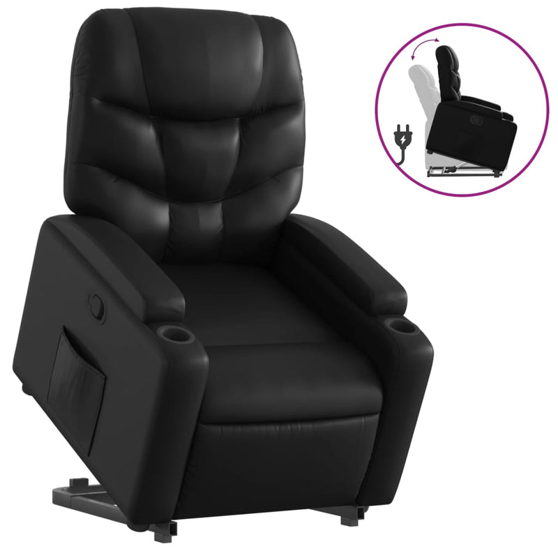 Stand up Recliner Chair Black Faux Leather