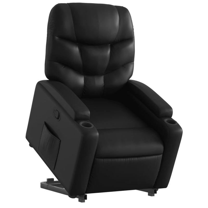 Stand up Recliner Chair Black Faux Leather