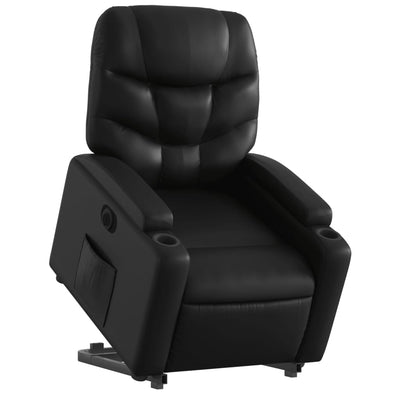 Electric Stand up Recliner Chair Black Faux Leather