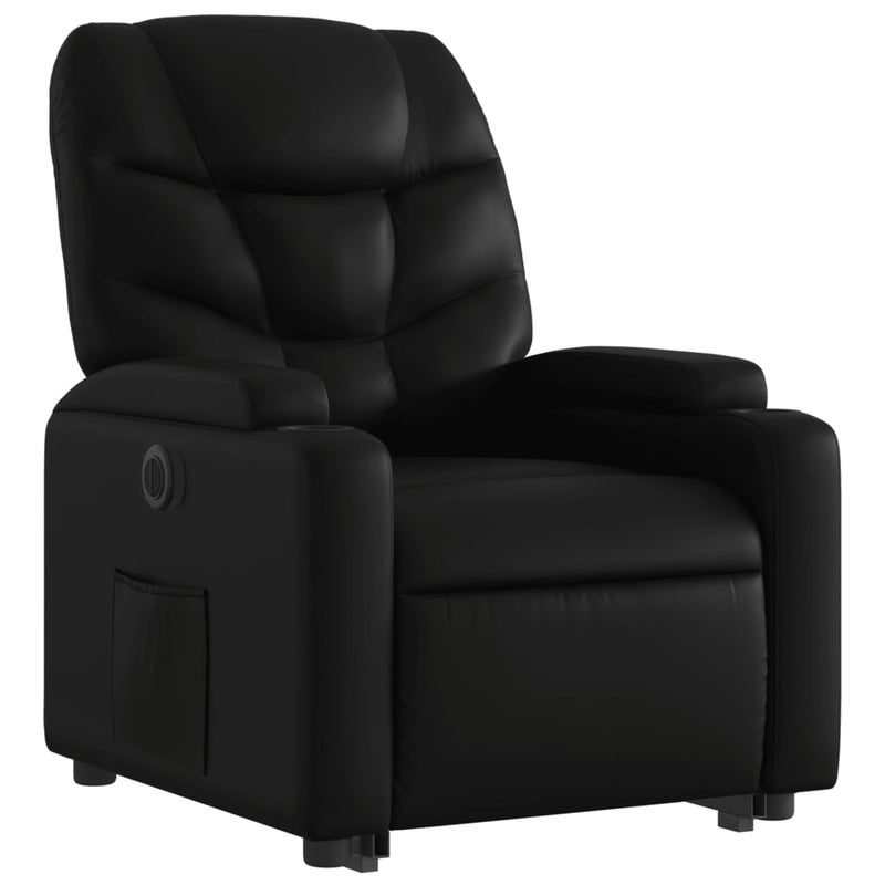 Electric Stand up Recliner Chair Black Faux Leather