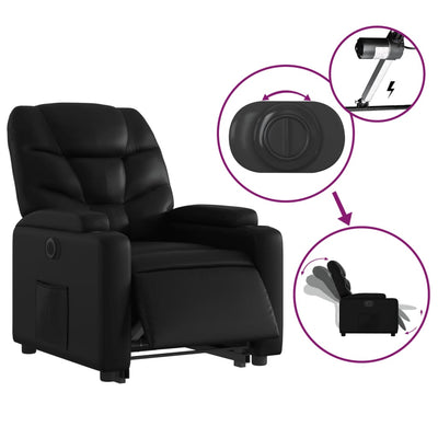 Electric Stand up Recliner Chair Black Faux Leather