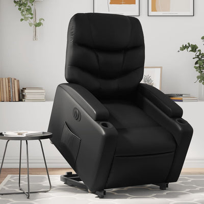 Electric Stand up Recliner Chair Black Faux Leather