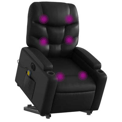 Electric Stand up Massage Recliner Chair Black Faux Leather