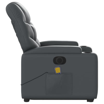 Electric Stand up Massage Recliner Chair Grey Faux Leather