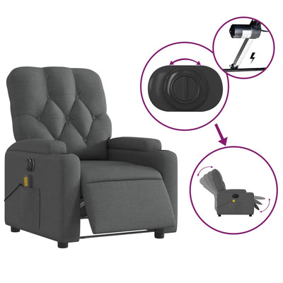 Electric Massage Recliner Chair Dark Grey Fabric