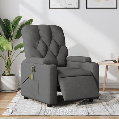 Electric Massage Recliner Chair Dark Grey Fabric