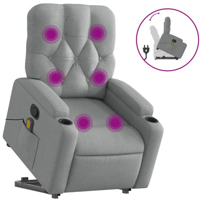 Stand up Massage Recliner Chair Light Grey Fabric