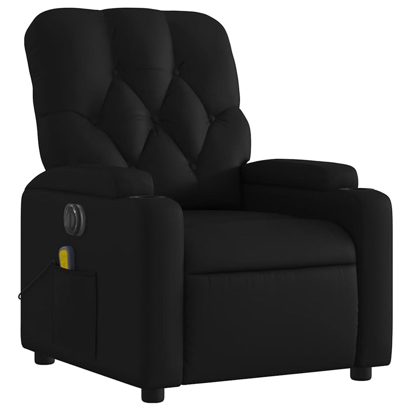 Electric Massage Recliner Chair Black Faux Leather