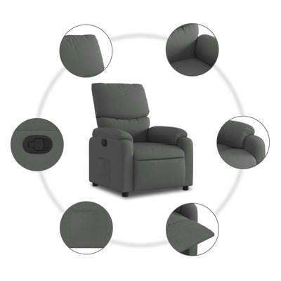 Recliner Chair Dark Grey Fabric