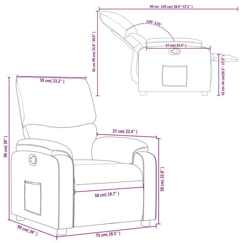 Recliner Chair Dark Grey Fabric