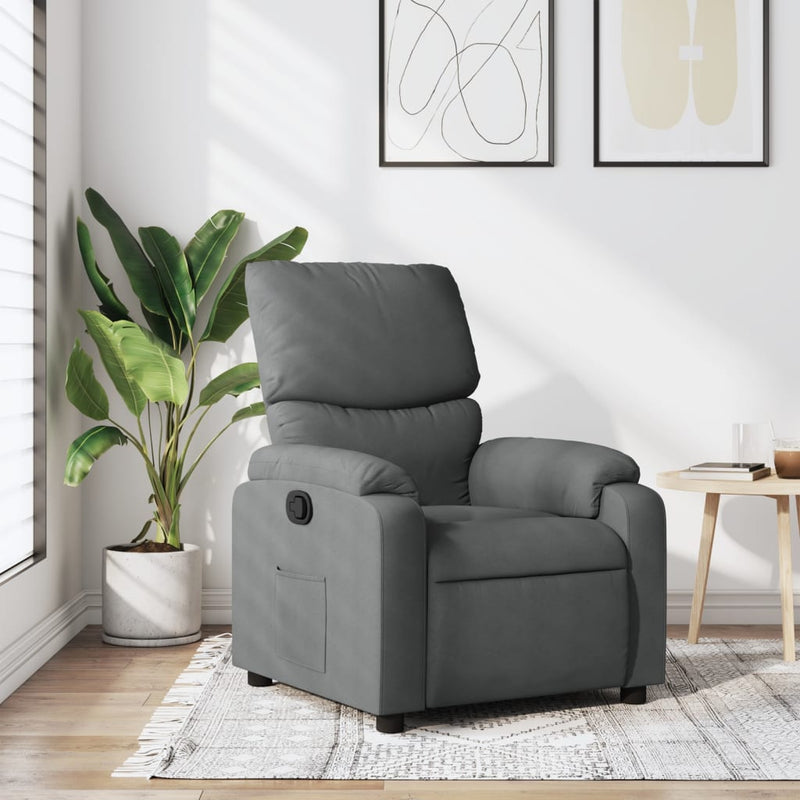 Recliner Chair Dark Grey Fabric