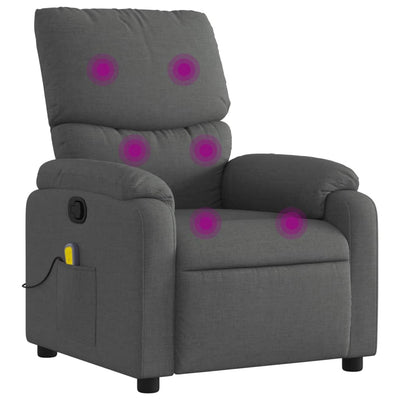 Massage Recliner Chair Dark Grey Fabric