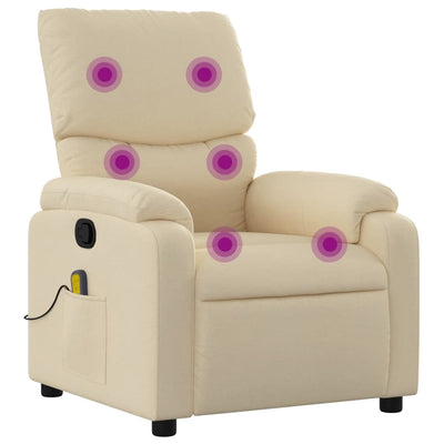 Massage Recliner Chair Cream Fabric