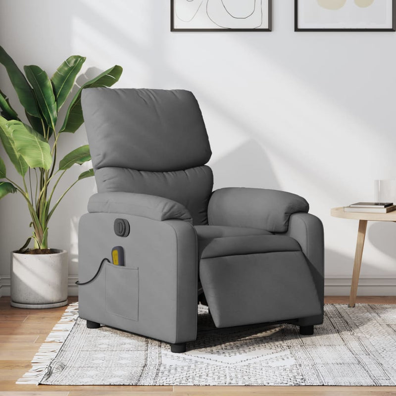 Electric Massage Recliner Chair Dark Grey Fabric