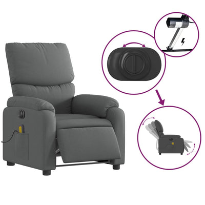 Electric Massage Recliner Chair Dark Grey Fabric