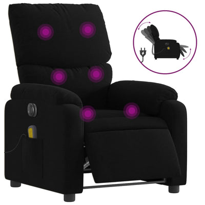 Electric Massage Recliner Chair Black Fabric