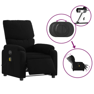 Electric Massage Recliner Chair Black Fabric