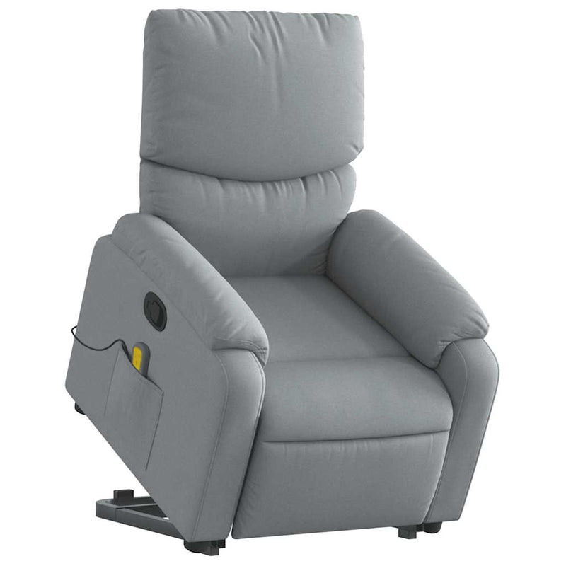 Stand up Massage Recliner Chair Light Grey Fabric