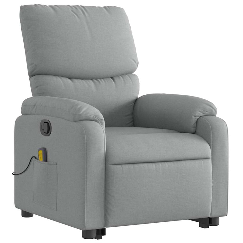 Stand up Massage Recliner Chair Light Grey Fabric