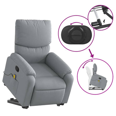 Stand up Massage Recliner Chair Light Grey Fabric