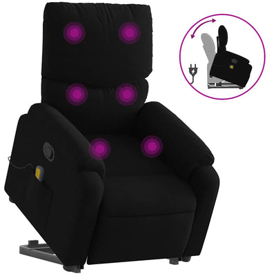 Stand up Massage Recliner Chair Black Fabric