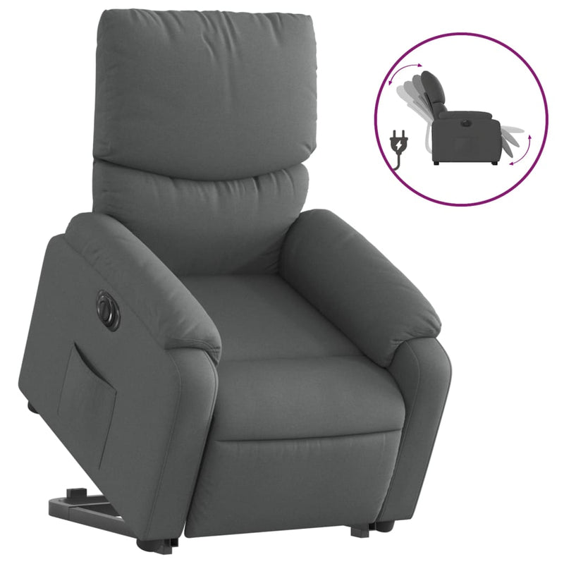 Electric Stand up Recliner Chair Dark Grey Fabric