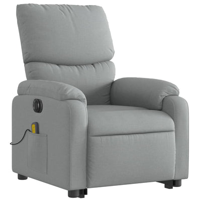 Electric Stand up Massage Recliner Chair Light Grey Fabric