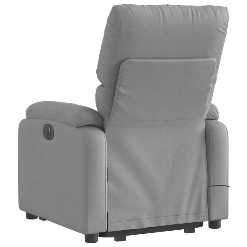 Electric Stand up Massage Recliner Chair Light Grey Fabric