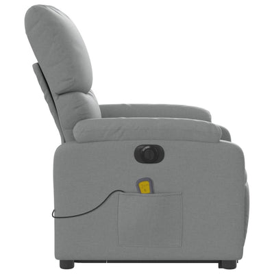 Electric Stand up Massage Recliner Chair Light Grey Fabric