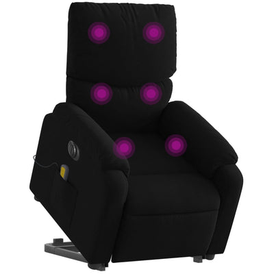 Electric Stand up Massage Recliner Chair Black Fabric