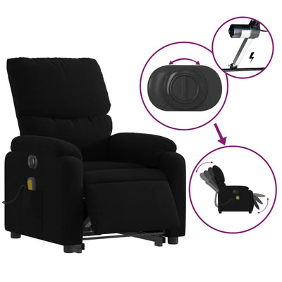 Electric Stand up Massage Recliner Chair Black Fabric