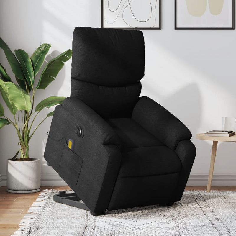 Electric Stand up Massage Recliner Chair Black Fabric