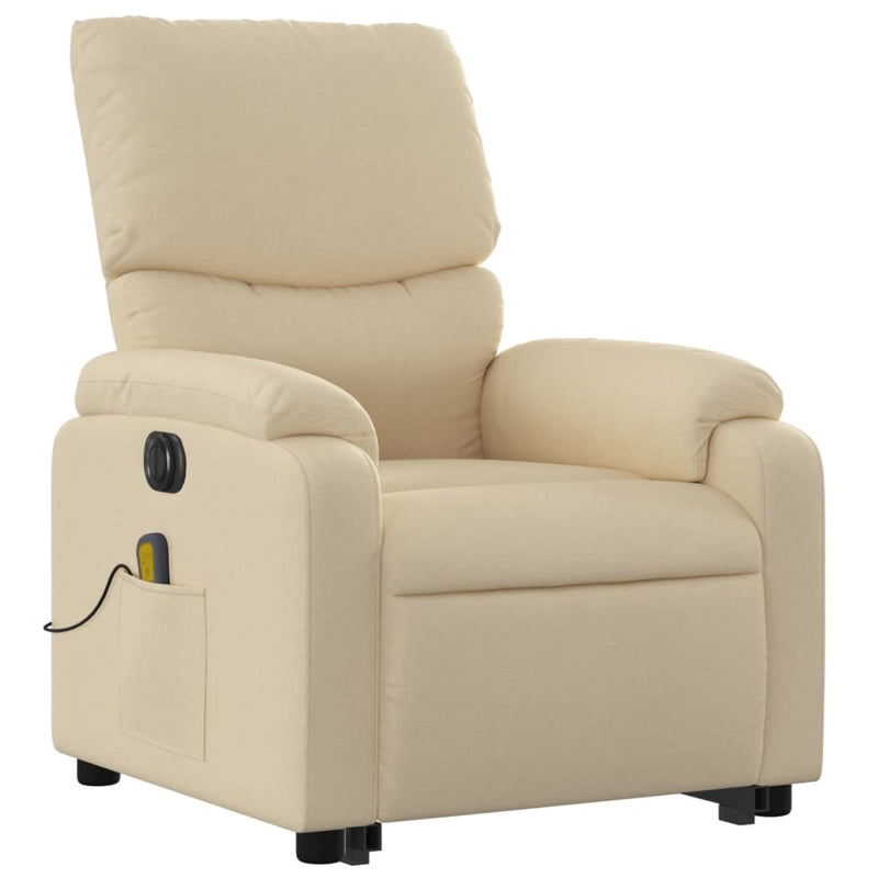 Electric Stand up Massage Recliner Chair Cream Fabric