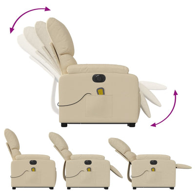 Electric Stand up Massage Recliner Chair Cream Fabric