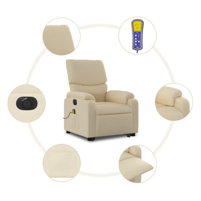 Electric Stand up Massage Recliner Chair Cream Fabric