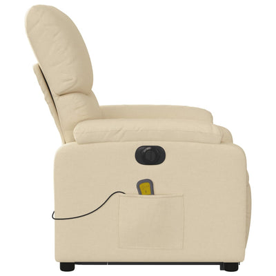 Electric Stand up Massage Recliner Chair Cream Fabric