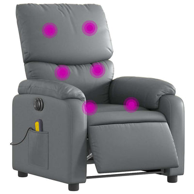 Electric Massage Recliner Chair Grey Faux Leather