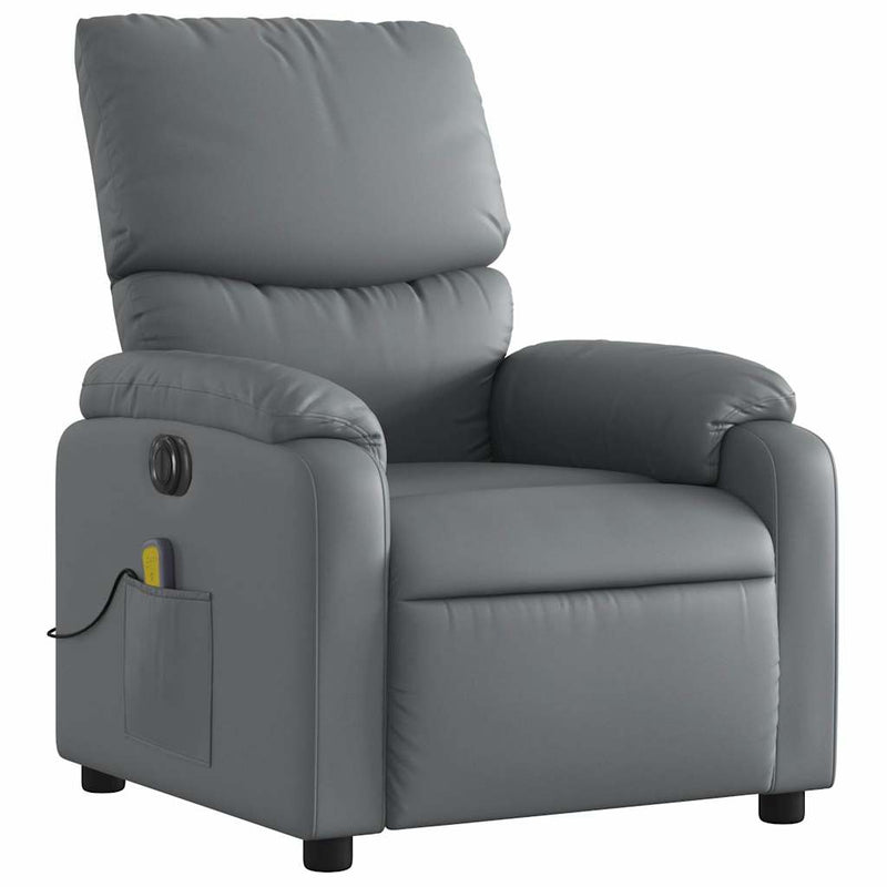 Electric Massage Recliner Chair Grey Faux Leather