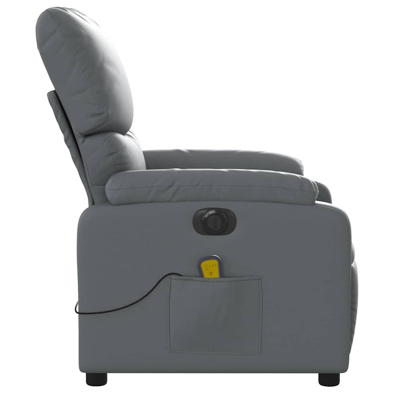 Electric Massage Recliner Chair Grey Faux Leather