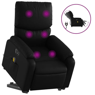 Electric Stand up Massage Recliner Chair Black Faux Leather