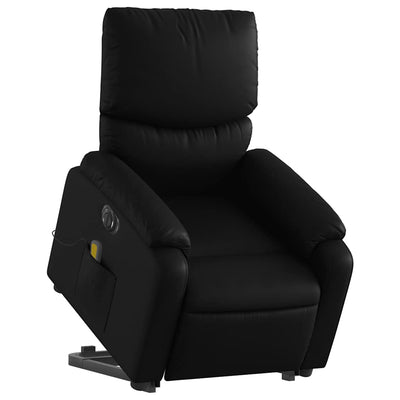 Electric Stand up Massage Recliner Chair Black Faux Leather