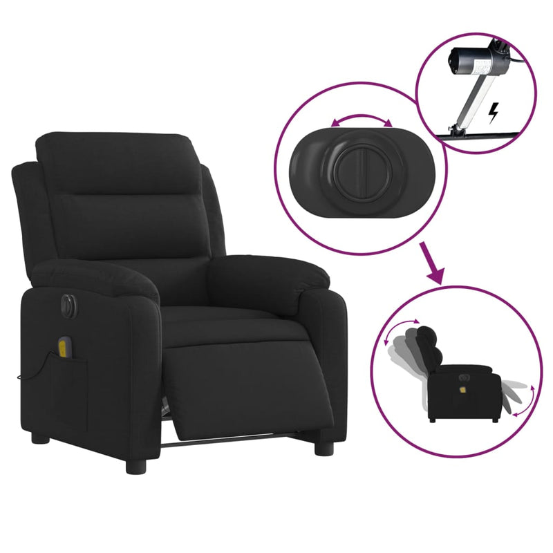 Electric Massage Recliner Chair Black Fabric