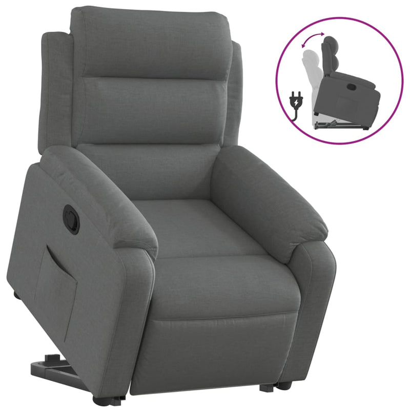 Stand up Recliner Chair Dark Grey Fabric